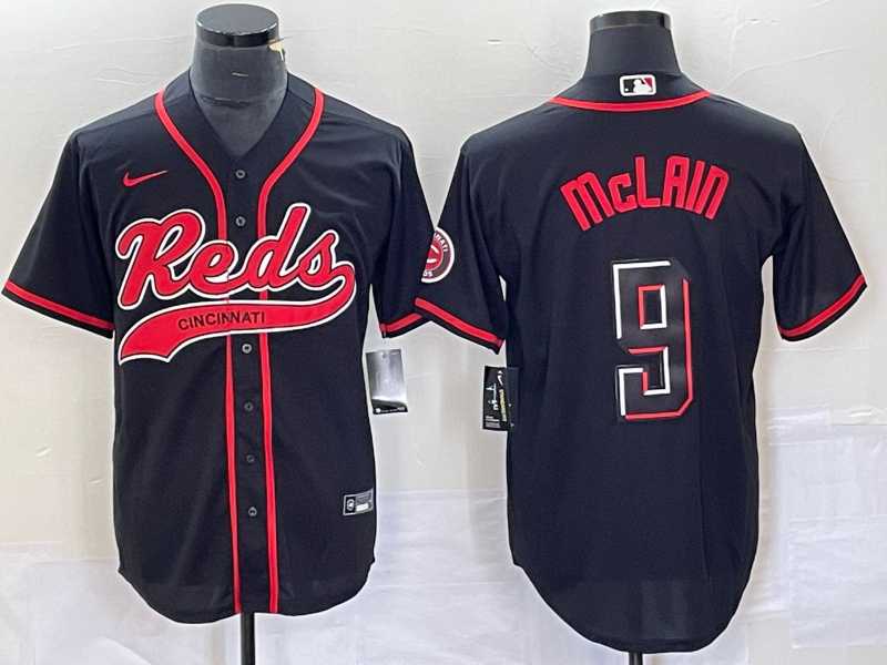 Mens Cincinnati Reds #9 Matt McLain Black 2023 City Connect Cool Base Stitched Jersey